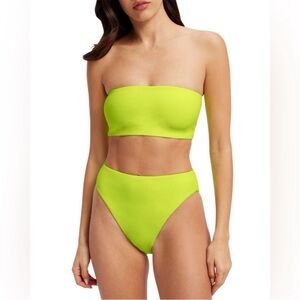 Good American Neon Lime Bandeau High-Waist Bikini